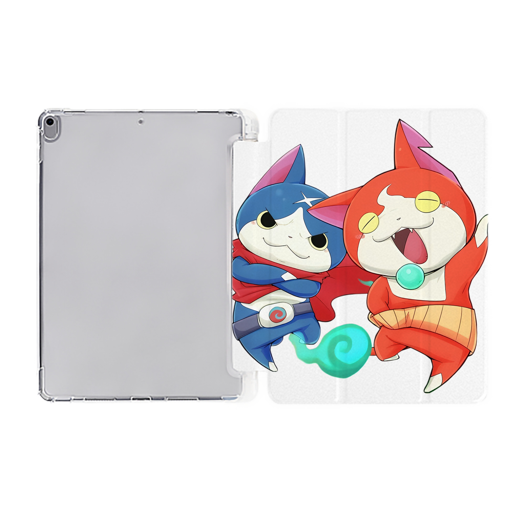 （画像用） 妖怪ウォッチ Yo-kai Watch IPad ケース ペン収納付き 三つ折りスタンド PUレザー×シリコン 対応機種9.5/10.5/10.9インチ